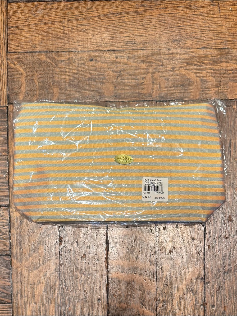 Jolie Femme Striped 100% Silk Cosmetic Case Makeup Bag NWT